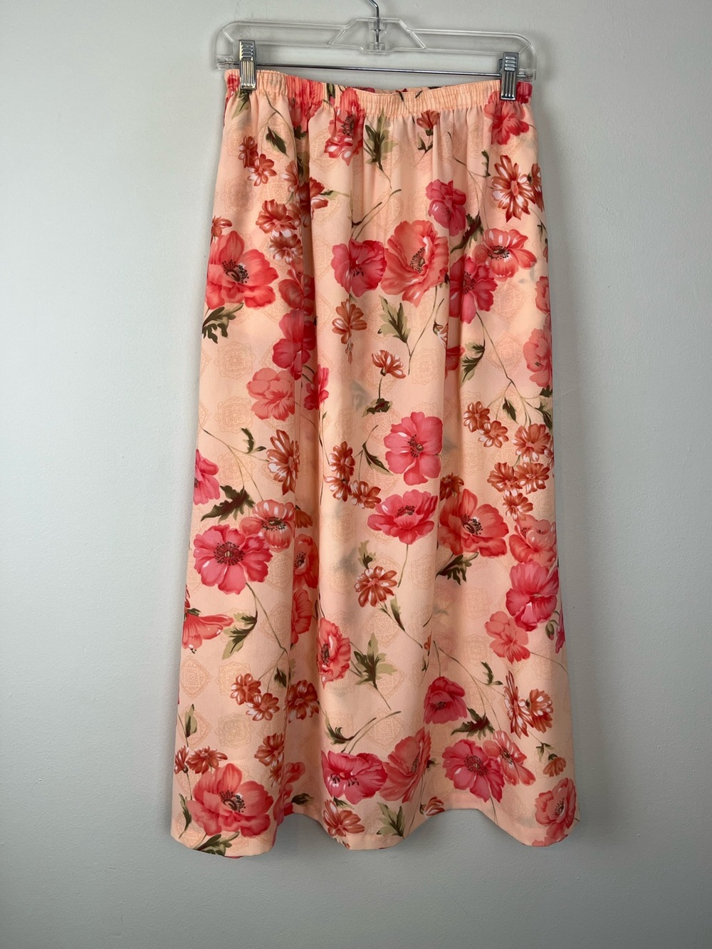 Vintage Appleseeds Poppies Floral Pull On Midi Skirt 10